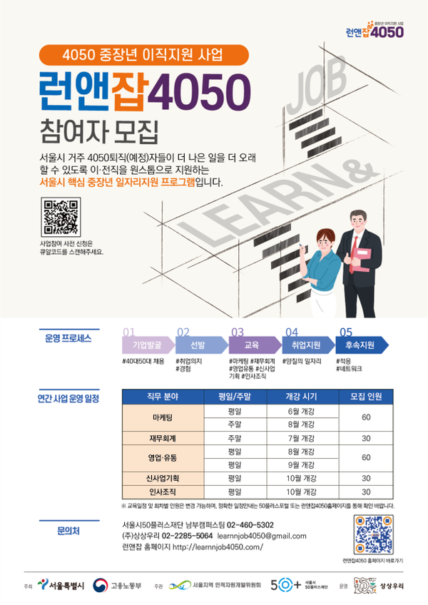 (사지제공: 서울시)'런앤잡4050' 참여자 모집 포스터