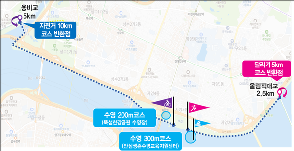 (사진제공: 서울시)쉬엄쉬엄 초급자 15K 코스(수영 300m, 자전거 10km, 달리기 5km)
