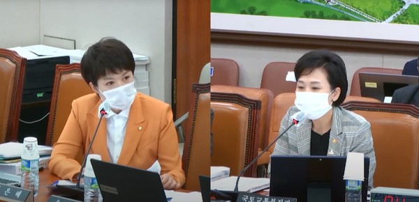 (사진 제공:김은혜 의원실)국회 국토교통위원회에서 김현미 장관에게 질의하는 김은혜 의원(좌측)