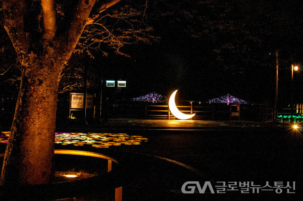 (사진제공: 김연묵작가) 탑정호수및 출렁다리의 멋진 야간조명 광경