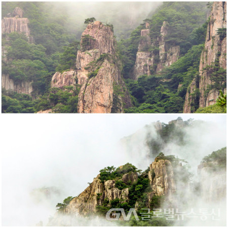 (사진제공:김연묵 사진작가) 신비로운 운무속 대둔산의 산봉우리들