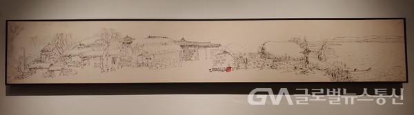 (옛 제주, ink on paper, 27 X 171 cm, 2021)