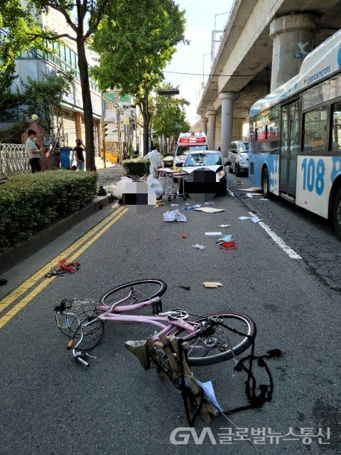 (사진제공:부산경찰) 자전거 충돌 사고 현장