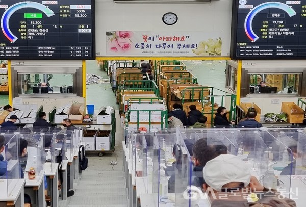 (사진제공:한국농수산식품유통공사)양재동 화훼공판장 역대 최대 경매실적 달성