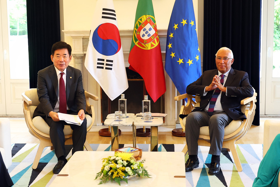 (사진제공:국회의장실) 김진표 국회의장, 포르투갈 대통령 및 총리 회담.