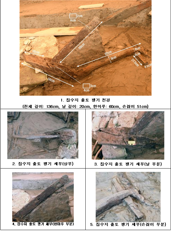 (사진제공: 서울시)몽촌토성 집수지 출토 목제 쟁기 및 비교자료
