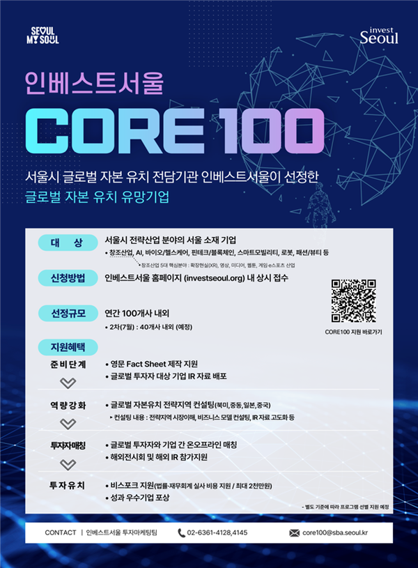 (사진제공: 서울시) CORE100 2024년 하반기 모집포스터